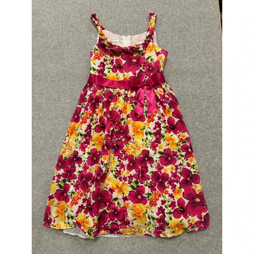 Bonnie Jean Girls Floral Pansy Print Sleeveless Party Dress Pink Size 16.5